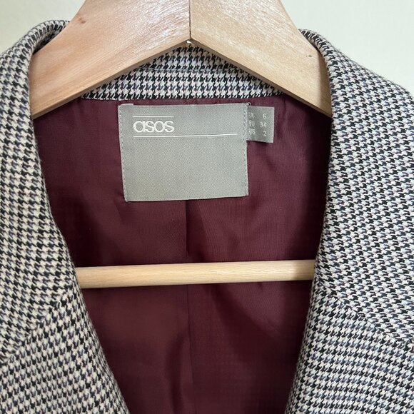Asos Blazer Black & White with Colored Lining Size 2 - Picture 5 of 9